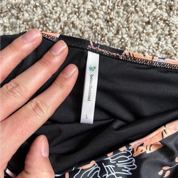 🦋 Beachsissi Black Peach Floral Swim Bottoms Beach Summer Vacation - Picture 2 of 7